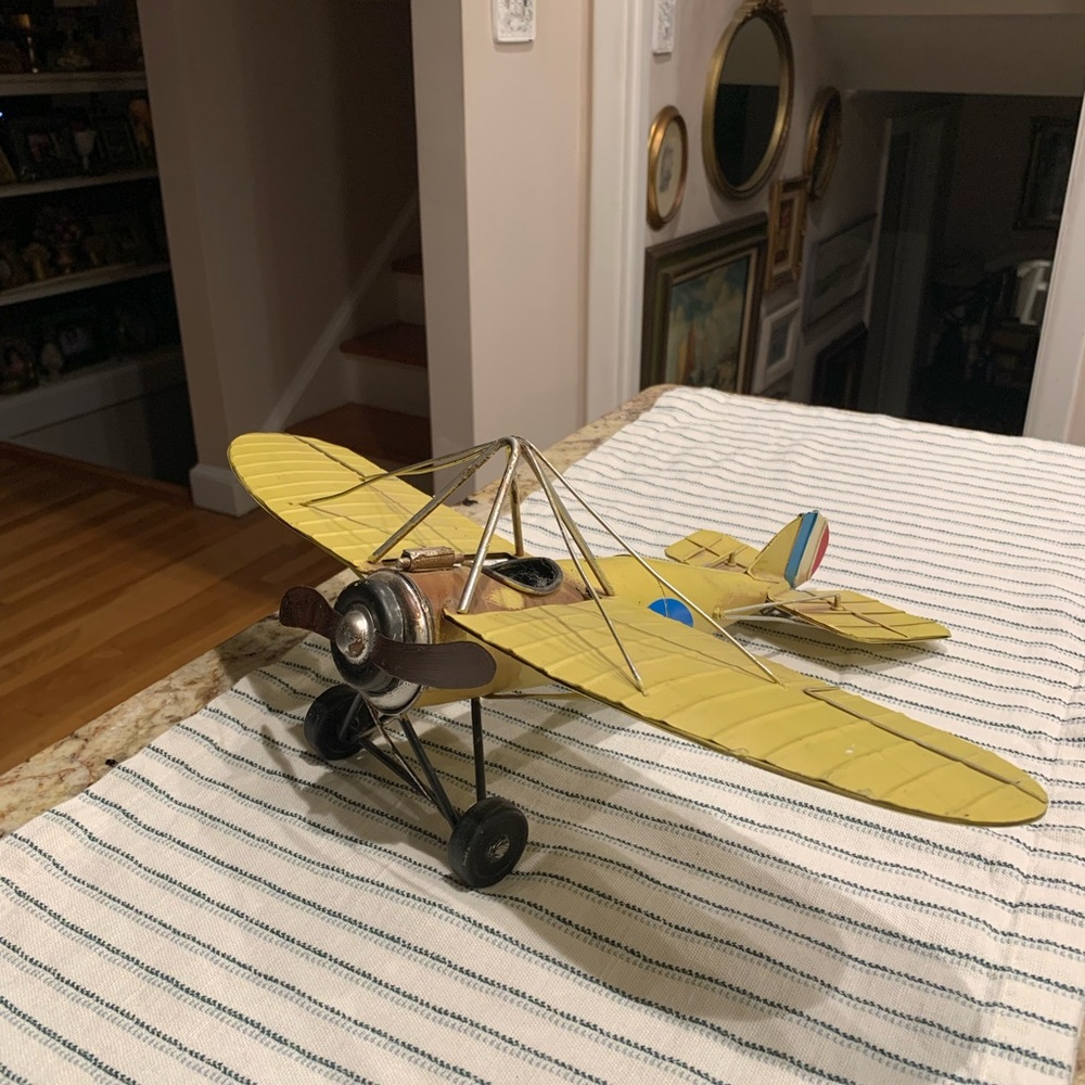 Yellow Vintage Style Decorative Metal Airplane Model